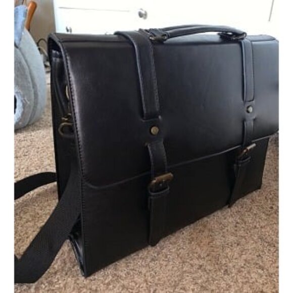 New Mens Messenger Bag Vintage Inch Waterproof Leather Laptop